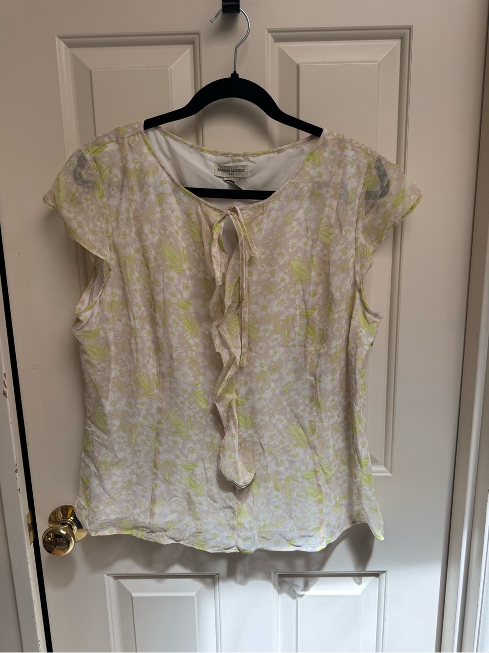 Banana Republic Silk Floral Ruffle Tie-Front Blouse